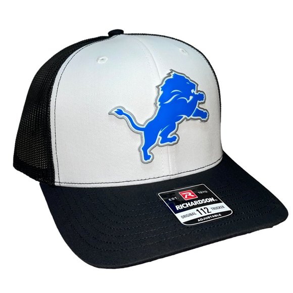 Detroit Lions 3D Patch Snapback Trucker Hat- White/ Black - Picture 3 of 4